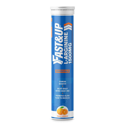 FAST&UP L-Arginine Essentials 1500 mg, Effervescent L-Arginine Supplement, Refreshing Orange Flavour, Boosts Stamina and Nitric Oxide (NO), Delays Onset of Fatigue â€“ Pack of 20 Effervescent Tablets