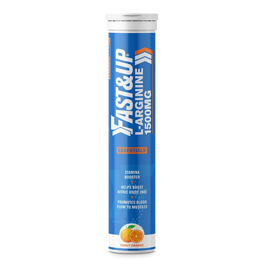 FAST&UP L-Arginine Essentials 1500 mg, Effervescent L-Arginine Supplement, Refreshing Orange Flavour, Boosts Stamina and Nitric Oxide (NO), Delays Onset of Fatigue â€“ Pack of 20 Effervescent Tablets