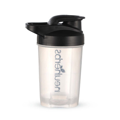 Neuherbs Plastic Gym Protein Shaker Bottle For Protein Shakes With Whisk Ball | Bpa Free| 100% Leak Proof | 400 Ml | Black & White Color, 400 milliliter