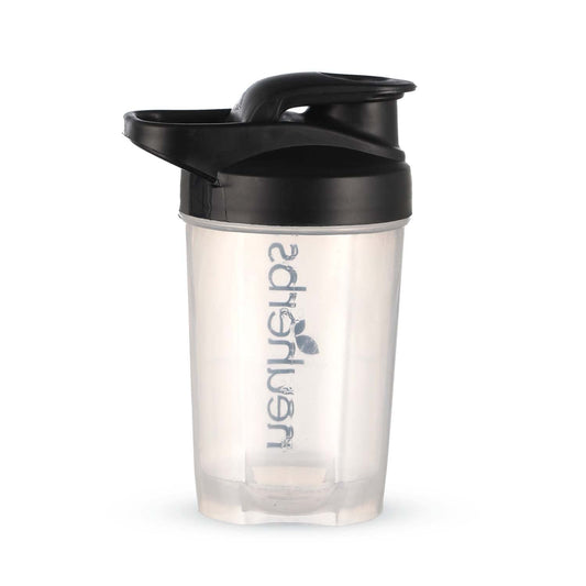Neuherbs Plastic Gym Protein Shaker Bottle For Protein Shakes With Whisk Ball | Bpa Free| 100% Leak Proof | 400 Ml | Black & White Color, 400 milliliter