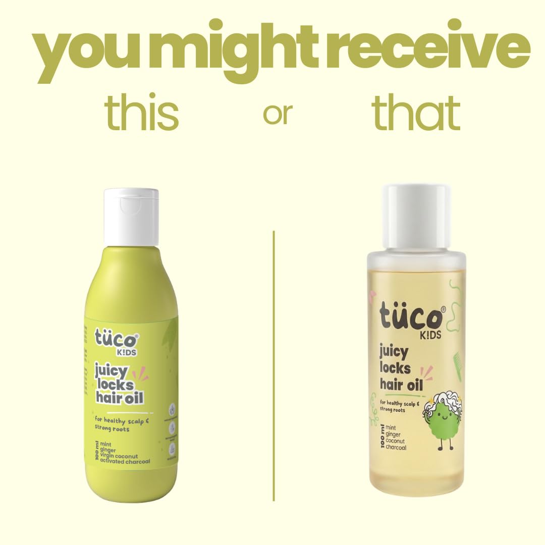 Tuco Kids Hair Oil with Extra Virgin Coconut, Mint, Ginger and Wintergreen For Itchy Scalp and Rough Hair for Kids Ages 2-5, 5-10, 10-15 | 100ml