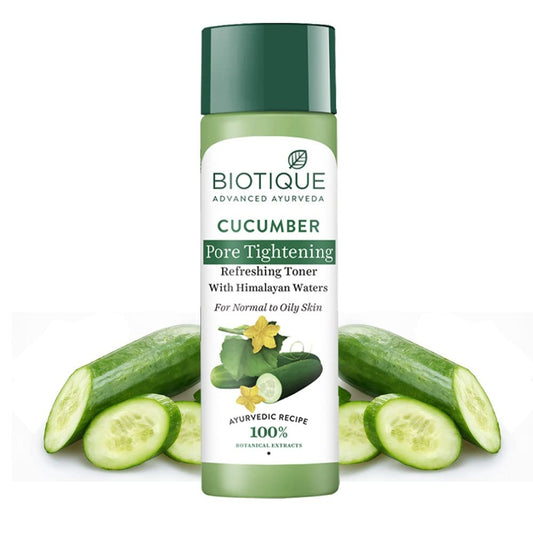 Biotique Cucumber Pore Tightening Toner| Ayurvedic and Organically Pure| Maintains Skinâ€™s Natural pH |100% Botanical Extracts| Suitable for Normal & Oily Skin Types| 120mL