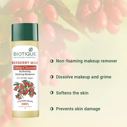 Biotique Berberry Milk Deep Cleanse Hydrating Makeup Remover For All Skin Types, 120ml