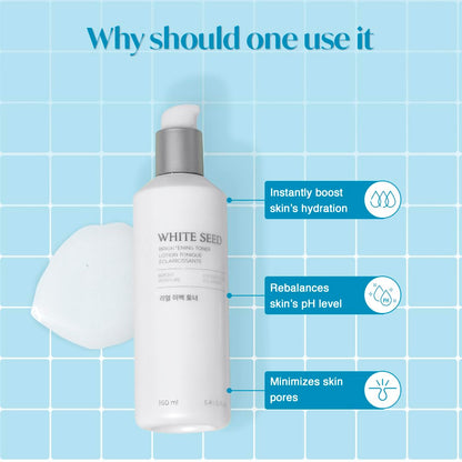 The Face Shop White Seed Brightening Face Toner with Niacinamide & Vitamin B | For Dark Spots, Dullness & Acne Scars| Suitable for Normal, Oily, Dry, Combination Skin | Sulphate & Paraben Free, 145ml