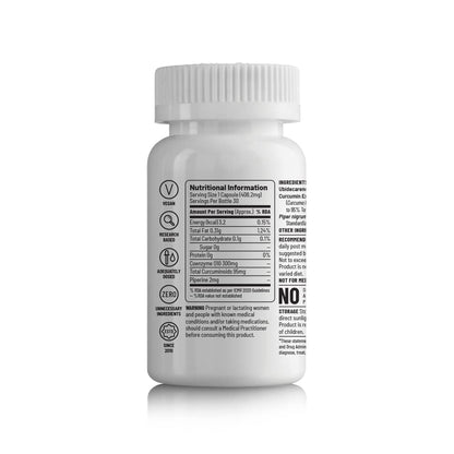 Unived CurQ10 | High dose blend of 300mg CoQ10 with 100mg Curcumin | Powerful Antioxidant for Heart Health & Overall Wellbeing | 30 Vegan Capsules