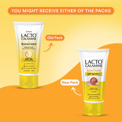 Lacto Calamine Sunscreen SPF 50 | 100g | PA ++++ Sunscreen For Oily Skin | UVA â€“ UVB | Water Resistant & No White Cast | With Kaolin Clay, Vitamin E & Lemon Extracts | Paraben Free
