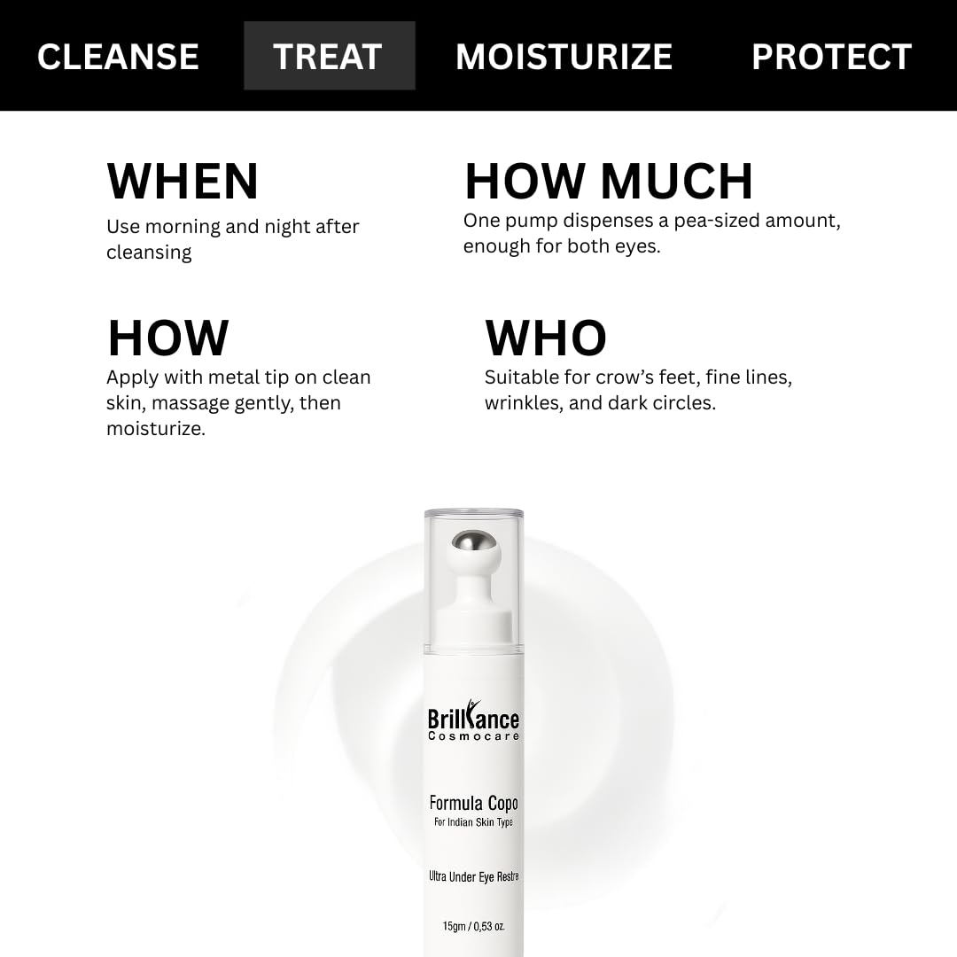 Brilliance Advance Under Eye Serum for Dark Circles & Puffiness â€“ Hydrating Anti-Aging Formula with Peptides,Niacinamide & Hyaluronic Acid | Dermatologist Tested | 15gm