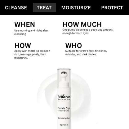 Brilliance Advance Under Eye Serum for Dark Circles & Puffiness â€“ Hydrating Anti-Aging Formula with Peptides,Niacinamide & Hyaluronic Acid | Dermatologist Tested | 15gm