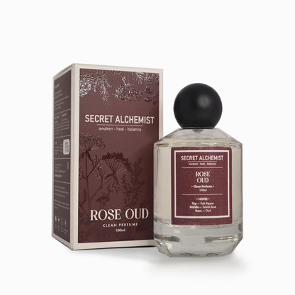 Secret Alchemist Rose Oud Eau de Parfum 100ml | Long Lasting Unisex Clean Perfume for Women & Men | Floral Woody | |High Concentration, Free from Phthalates, Gift, Day, Work & Night Wear