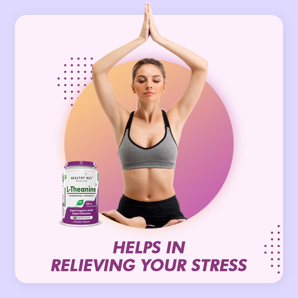 HealthyHey Nutrition L-Theanine -Support Relaxation -Pack of 120 Vegetarian Capsules