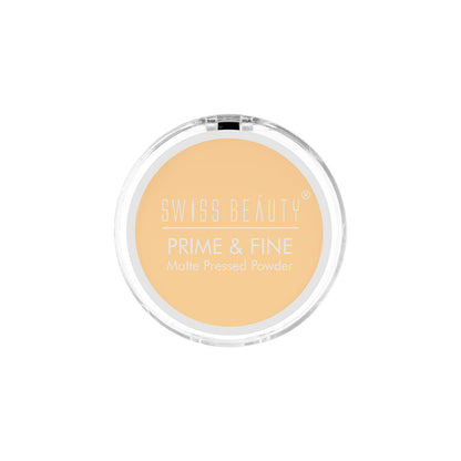 SWISS BEAUTY Prime & Fine Matte Pressed Powder, Natural-Beige, 10 g