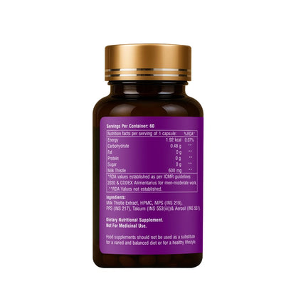 Zeelab Milk Thistle Capsules â€“ Liver Detox & Support â€“ Antioxidant for Toxin Removal, Liver Repair & Blood Sugar Balance â€“ Herbal Supplement with Silymarin â€“ 60 Veg Capsules
