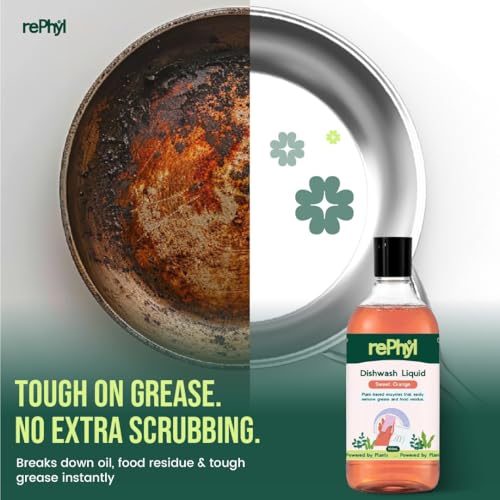 Dishwash Liquid 500ml | Plant-Powered | Fresh Sweet Orange Fragrance | Kitchen Care Concentrate For Tough Grease & Food Residue Remover | Gentle Non-Toxic Dishwash Liquid for Kitchen Use|B0GVTYPRSZ