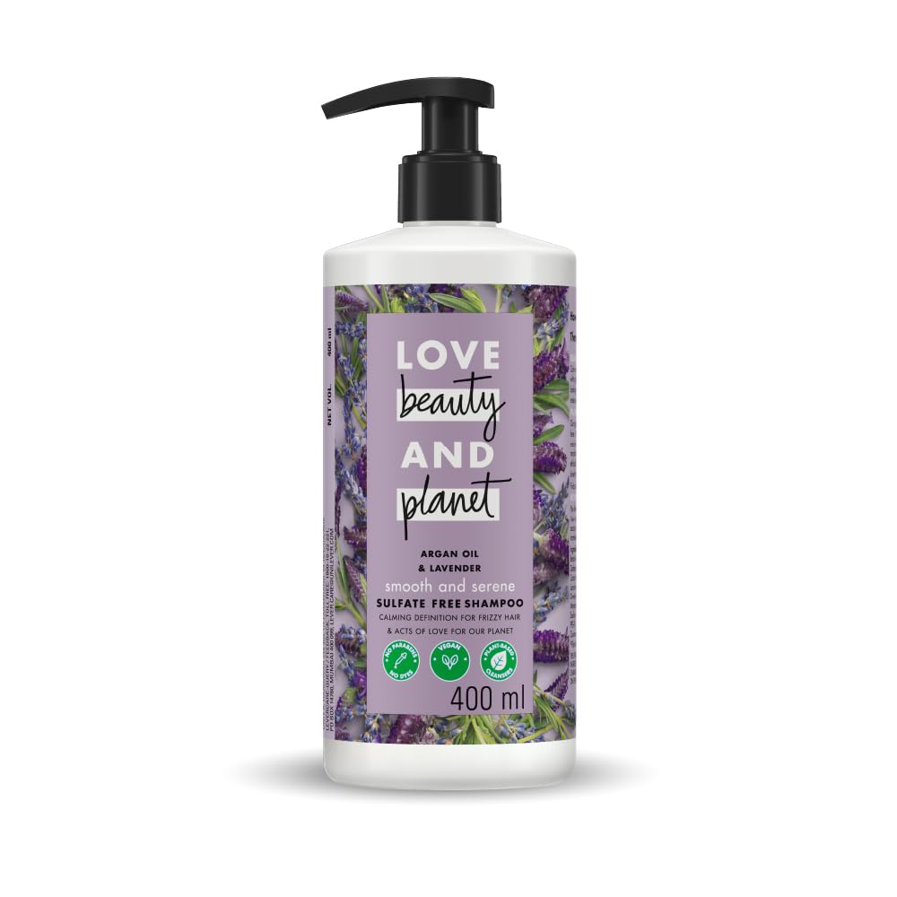 Love Beauty & Planet Argan Oil and Lavender Natural Shampoo for Dry & Frizzy hair|No Sulfates,No Paraben|400ml