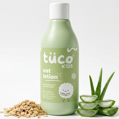 TucoÂ® Oat Body Lotion for Kids | 48Hrs Moisturization | 3-15 Yrs | Enriched with Vitamin E, Aloe Vera, Almond | Lightweight, Non-Greasy | All Skin Type | Dermat Tested | SLS & Paraben free | 300ml