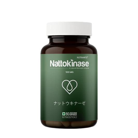 Nattokinase supplement by Nutramito, 200mg (4000 FU) per serving of 2 capsules, Natural Enzyme Supplement for Heart Health, Vitamin Kâ€“Free Formula, Supports Heart Health & Smooth Circulation