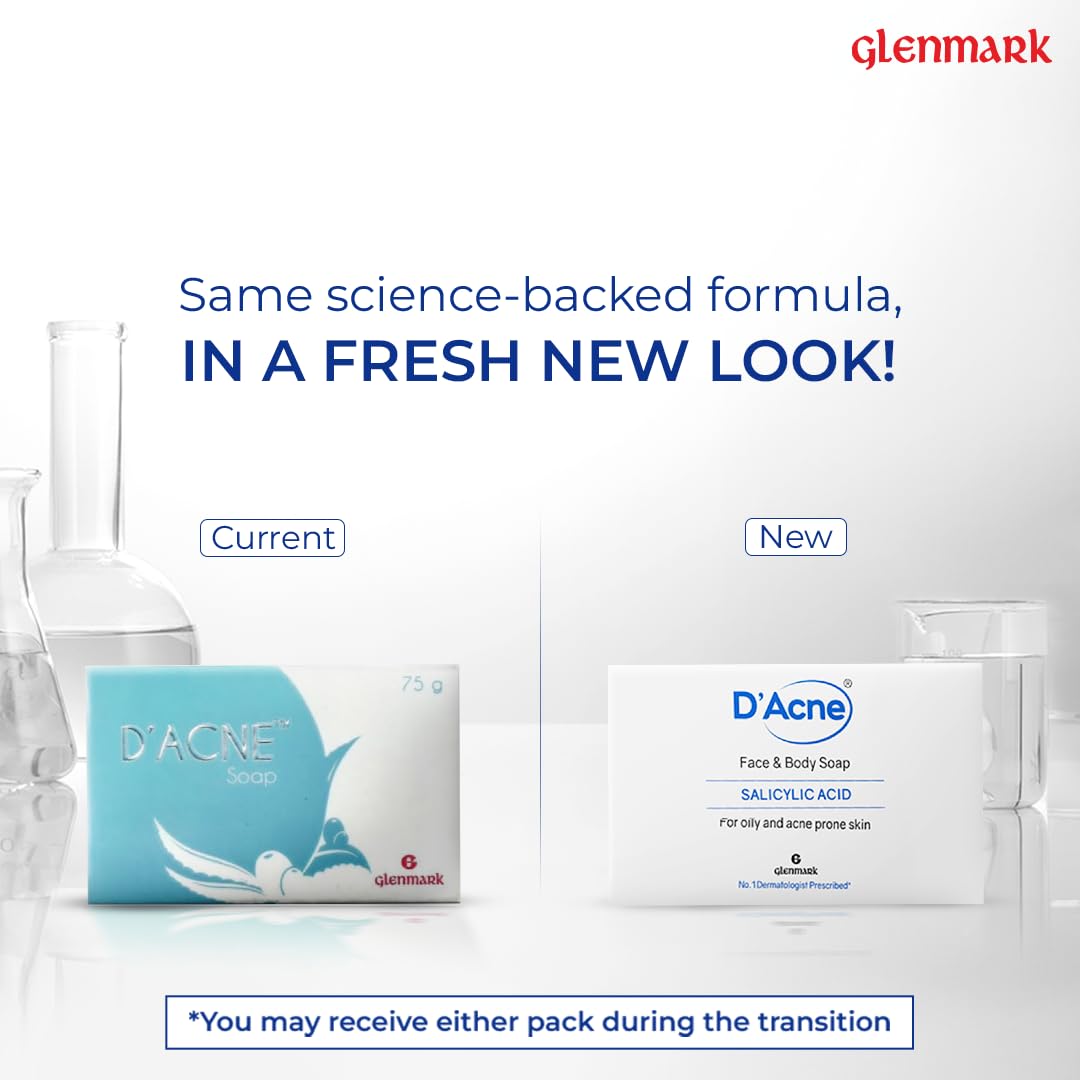 D'Acne Soap | Controls Excess Sebum | Body & Face Soap For Acne-Prone And Oily Skin | Reduces Inflammation And Painful Red Bumps | Skin Feels Soft & Supple | 75 Gm