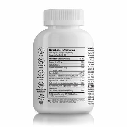 Unived PCOS Management, 40:1 Ratio 2000mg Myo-Inositol to 50mg D-Chiro-Inositol with Natural CaronisitolÂ®, for Acne, Facial Hair, Insulin Resistance (1 Month Supply capsules)