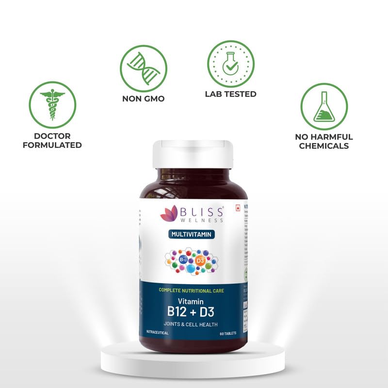Bliss Welness VitaBliss B12+D3 Multivitamin - 60 Tablets