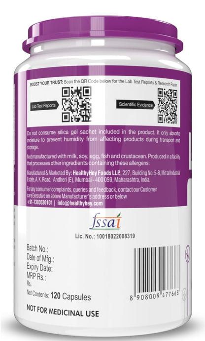 HealthyHey Nutrition L-Lysine 120 Vegetable Capsules