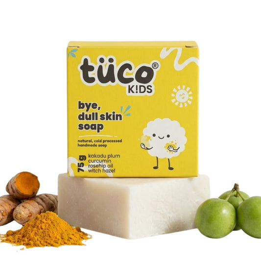 TucoÂ® Dull Skin Soaps Turmeric, Shea Butter & Coconut Oil Magic Soaps For Bath (75 Gms Pack Of 1) | Paraben Free | Haldi Bath Soap for tan removal | Handmade Soaps For Glowing | Skin Brightening Soap For Men, Women & Kids