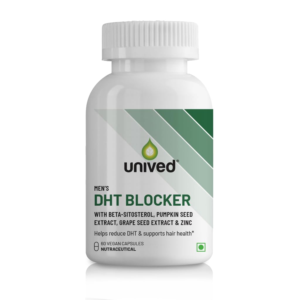 Unived DHT Blocker With Beta-sitosterol, Pumpkin Seed Extract, Grape Seed Extract & Zinc | Helps reduce hair fall | Promotes existing hair growth | 60 Vegan Capsules