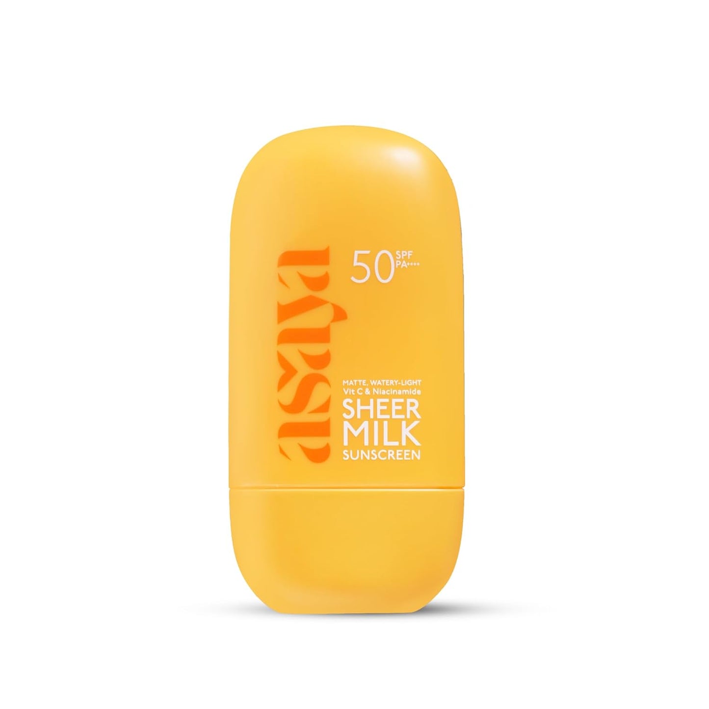 Asaya Sheer Milk Sunscreen SPF 50 PA++++ UVA + UVB | Lightweight Water-Based Fluid Sunscreen with Vitamin C & Niacinamide | Matte & Quick Absorbing | For Acne-Prone, Oily & Combination Skin | 50 ml