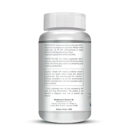 Vokin Biotech Calcium with Magnesium, Vitamin D3 & Vitamin K2- Mk-7 - Support Bone Health- 572mg - (90 Capsule)