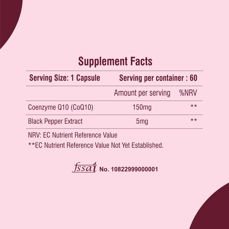 Coenzyme Q10 (CoQ10) 150 mg Veg Capsules With Black Pepper Extract | Energy & Heart Health Support | 60 Veg Capsules