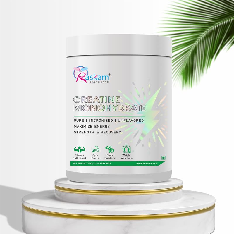 Pure Creatine Monohydrate 500gm, 166 Servings | Rapid Absorption | Enhanced Muscle Strength & Power | Vegan Powder