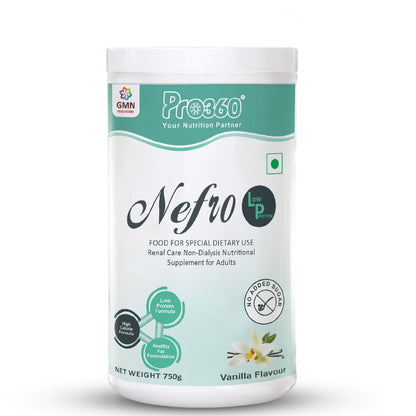 Pro360 Nefro LP Powder Vanilla Flavour â€“ 750g Low Protein Nutrition Supplement for Kidney Health (Non-Dialysis) â€“ Vanilla Protein Powder Enriched with L-Taurine, L-Carnitine & Essential Nutrients
