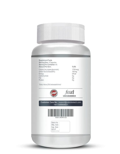 Vokin Biotech Chelated Copper Gluconate â€“ Support Connective Tissues â€“1700mcg â€“ 90 Capsules