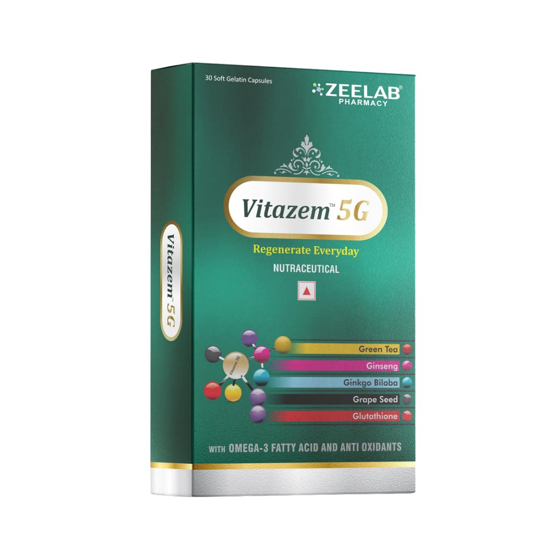 Zeelab Vitazem 5G Softgel Capsule â€“ Omega 3 Fatty Acid Capsule with Antioxidants, Glutathione, Ginseng & Multivitamins for Immunity, Energy & Heart Health â€“ (15 Soft Gelatin Capsules)