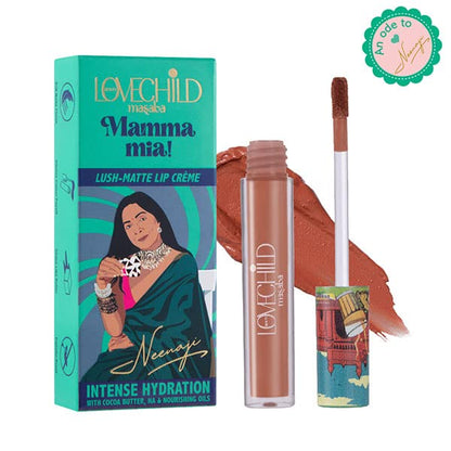 LoveChild Masaba Mamma mia! Lush-Matte Lip CrÃ¨me - Masala Chai (Nude Brown) Lush Matte Finish, Intense Hydration, Long Lasting, 3ml