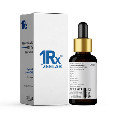 Zeelab 1RX Hyaluronic Acid + PGA 2% Face Serum | Deep Hydration & Moisture Lock Formula | With Polyglutamic Acid & Glycerin | For Dry, Dull & Dehydrated Skin | Lightweight Daily Use Serum