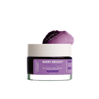 Conscious ChemistÂ® Berry Bright Pore Refining & Brightening Face Mask | For Bright and Clear Skin with Niacinamide & Berry Extracts | 50g