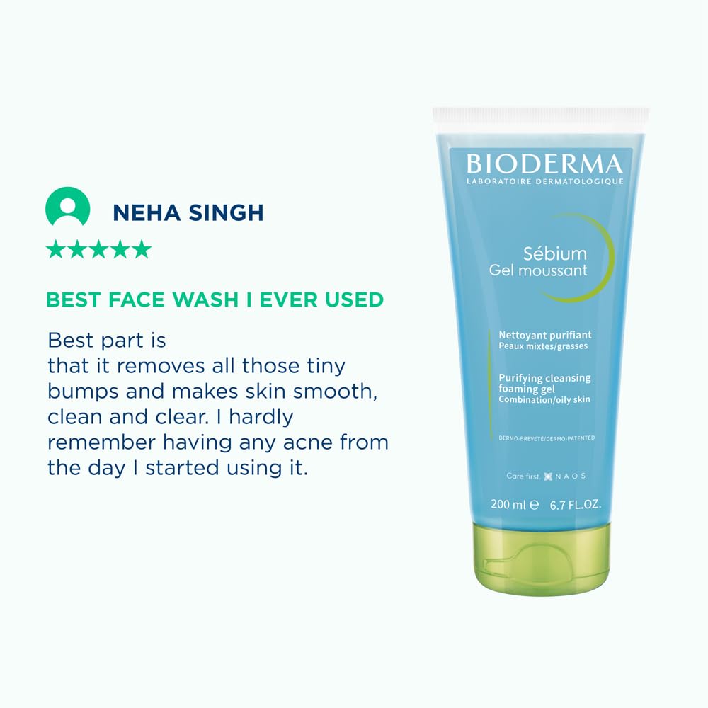 Bioderma Sebium Gel Moussant Purifying Cleansing Foaming Gel Combination To Oily Skin, 200ml
