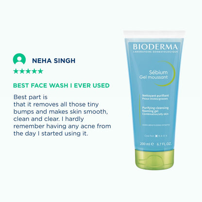 Bioderma Sebium Gel Moussant Purifying Cleansing Foaming Gel Combination To Oily Skin, 200ml