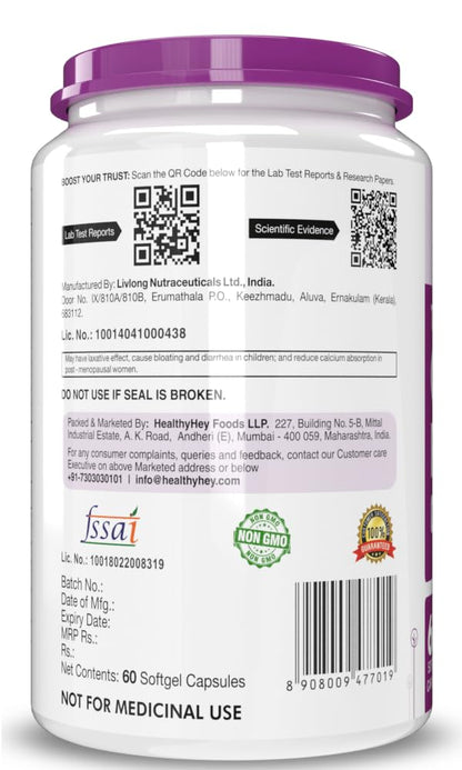HealthyHey Nutrition Fish Oil Omega 3 For Women and Men | Triple Strength Fish Oil | Burpless, EPA 600 - DHA 400 Supplement , 60 Softgel