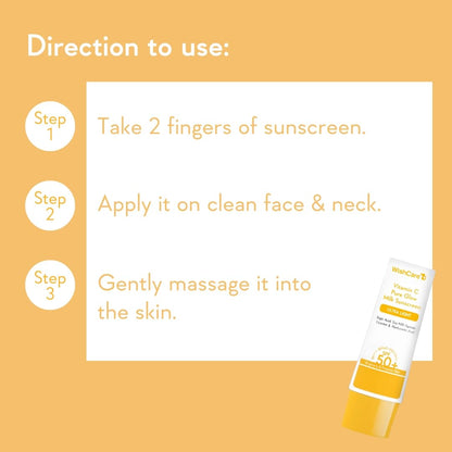 WishCare Super Bright Vitamin C Face Serum and Vitamin C Pure Glow Milk Sunscreen with SPF 50 PA+++(30ml + 50ml), All Skin Type