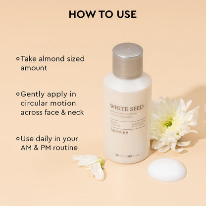 The Face Shop White Seed Brightening Face Lotion with Niacinamide & Vitamin B | For Dark Spots, Dullness & Acne Scars| Suitable for Normal, Oily, Dry, Combination Skin | Sulphate & Paraben Free, 50ml