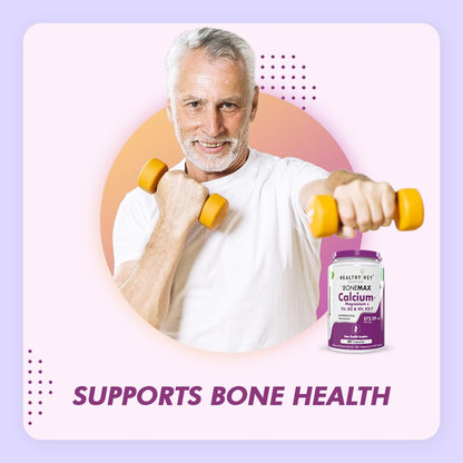 HealthyHey Nutrition Vegan Calcium with Magnesium, Vitamin D3 & Vitamin K2- Mk7 - BoneMax - Bone Health Complex - 60 Vegetable Capsules