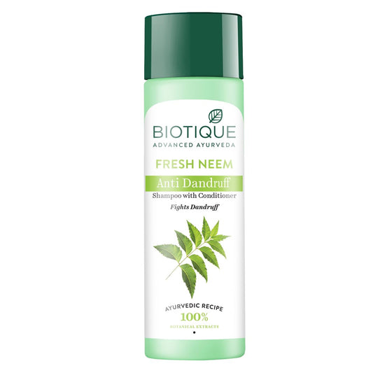 Biotique Fresh Neem Anti Dandruff Shampoo and Conditioner | Controls Dandruff | Eliminates Dryness, Flaking, and Itching | Hair Looks Fresh and Lustrous |Suitable for All Skin Types | 120ml