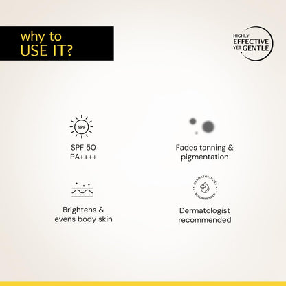 Deconstruct Detan Sunscreen Body Lotion SPF 50 PA++++ | Broad Spectrum UVA and UVB Protection| Lightweight , Water-Resisitent , Non-Greasy Formula | With Kojic Acid & Niacinamide for Reducing Tan Lines & Skin Brightening | All Skin types | 90 ml