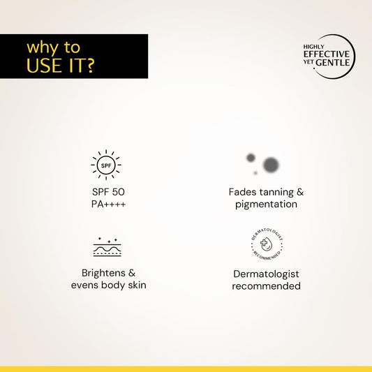 Deconstruct Detan Sunscreen Body Lotion SPF 50 PA++++ | Broad Spectrum UVA and UVB Protection| Lightweight , Water-Resisitent , Non-Greasy Formula | With Kojic Acid & Niacinamide for Reducing Tan Lines & Skin Brightening | All Skin types | 90 ml