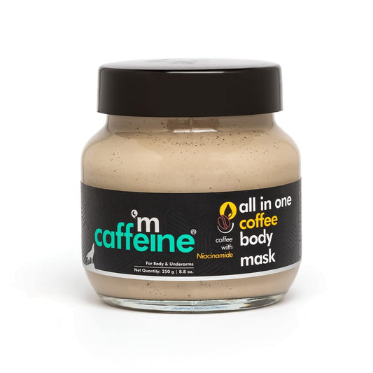 mCaffeine Coffee Body Scrub Mask with Niacinamide for Tan Removal & Depigmentation | Reduces Dark Skin Patches, Nourishes & Hydrates | De-Tan Body Mask for Women & Men | Natural & 100% Vegan