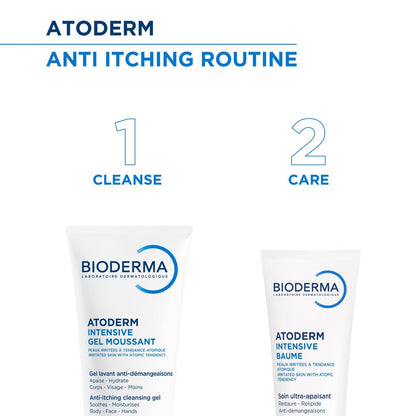 Bioderma Ultra-Soothing Foaming Gel Atoderm Intensive Gel Moussant | Anti-Itching Cleanser With Niacinamide, 200ml