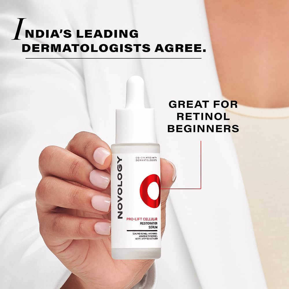 Novology Pro-Lift Cellular Restoration Anti-Ageing Serum with 5.3% Pro Retinol + Adenosine Triphosphate + Peptides| For Firmer Skin, Reduces Fine Lines & Wrinkles| 28 ML