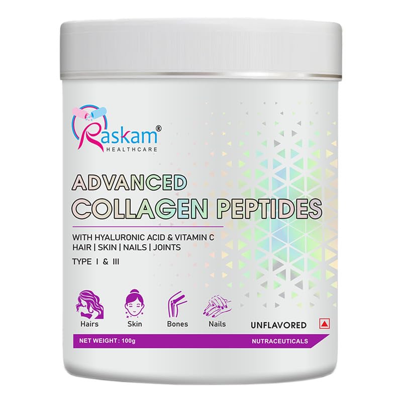 Advanced Peptide Collagen Powder | Hydrolyzed for Superior Absorption | Supports Healthy Skin, Hair, Nails, and Joints | Unflavored & Easy to Mix (Unflavored,100gm)