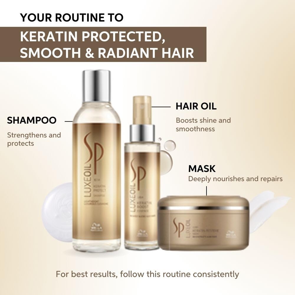 Wella Professionals SP LuxeOil Keratin Protect Shampoo | Lightweight Luxurious Cleansing | Hair Strengthening | With Argan, Jojoba & Almond Oil
